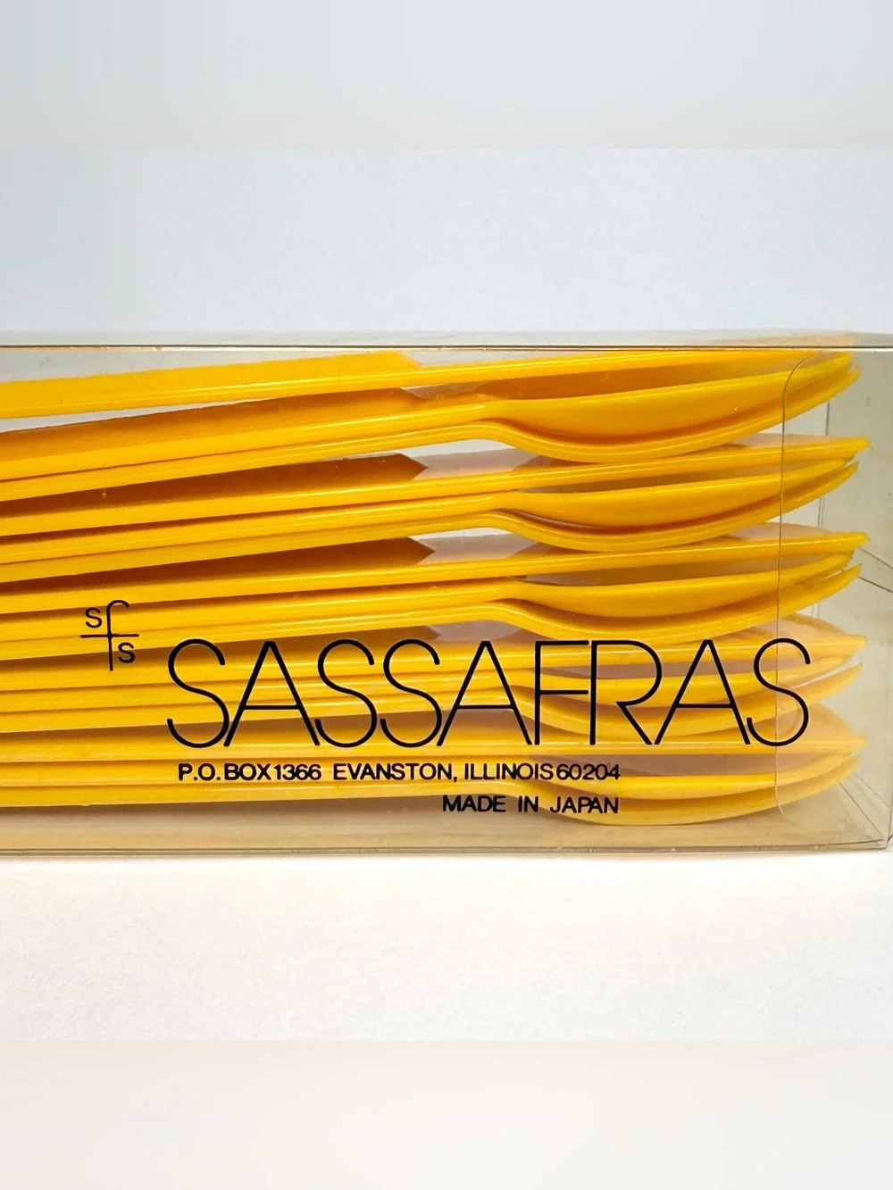 VINTAGE Sassafras Yellow Plastic Reusable Cutlery Set NIB Spoons Forks Knives
